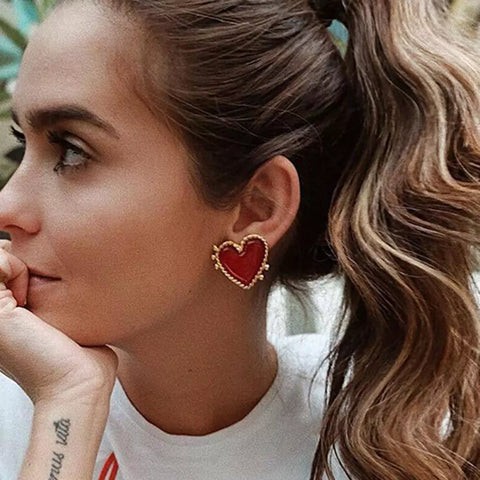 Red Heart Stud Earring.