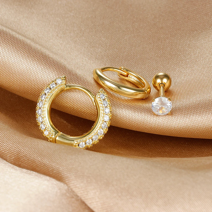 3PCS Trendy Round Circle Hoop Earrings