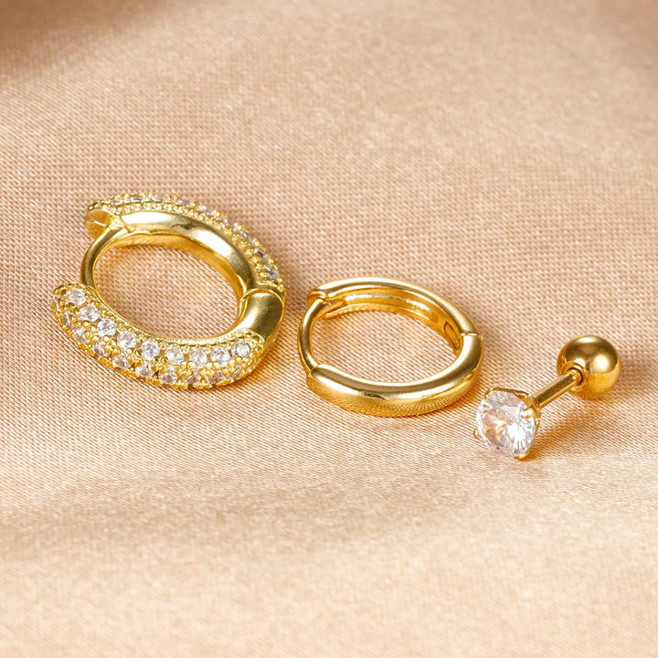 3PCS Trendy Round Circle Hoop Earrings