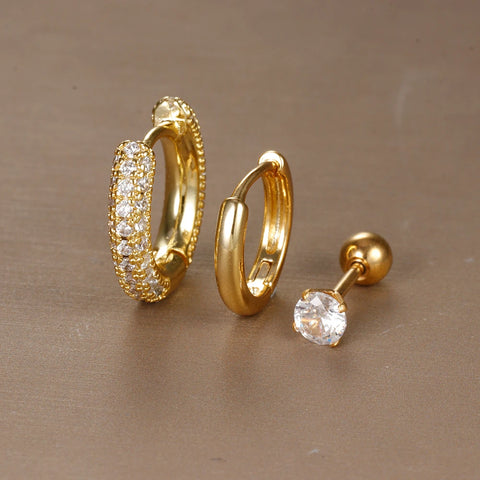 3PCS Trendy Round Circle Hoop Earrings