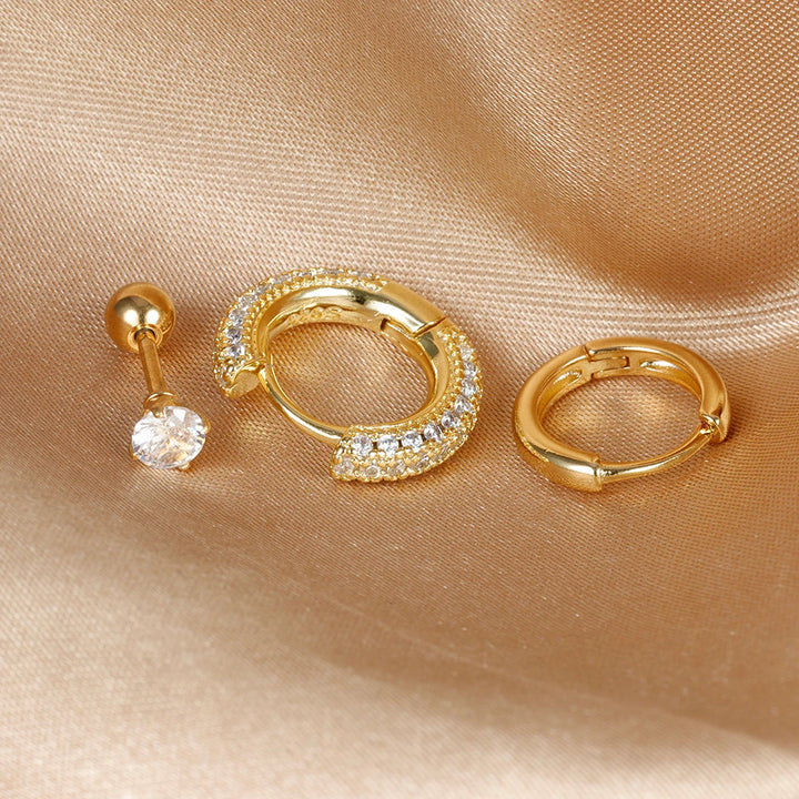 3PCS Trendy Round Circle Hoop Earrings
