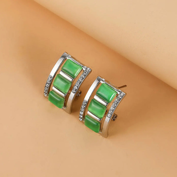 Rectangular Opal Necklace & Earring