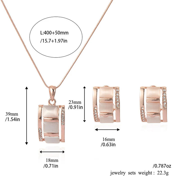 Rectangular Opal Necklace & Earring